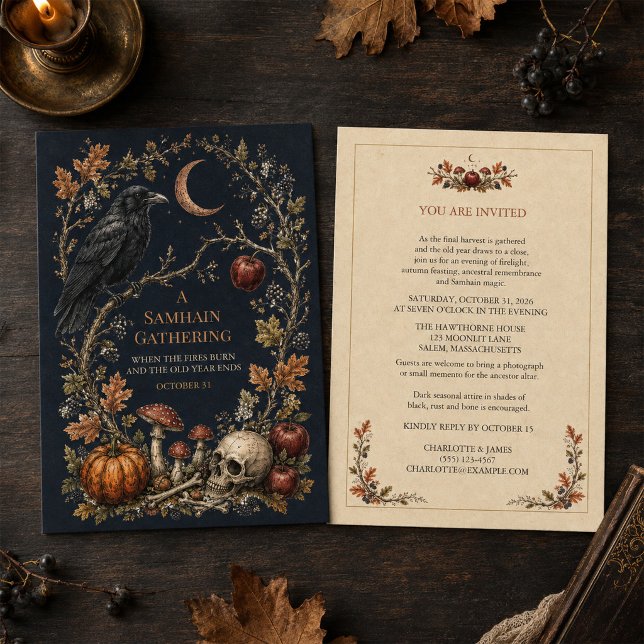 Personalized Victorian Samhain Raven Invitation (Personalized Victorian Samhain Raven Invitation)