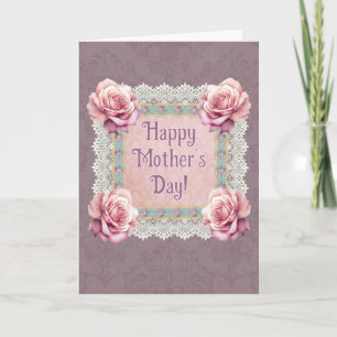 Personalized Victorian Style Mauve Mother's Day Card