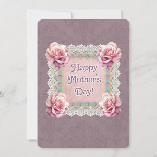 Personalized Victorian Style Mauve Mother's Day Holiday Card