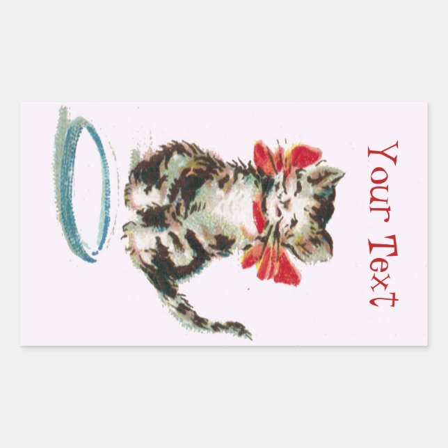 Personalized Victorian Tabby Kitty Cat Sticker (Front)