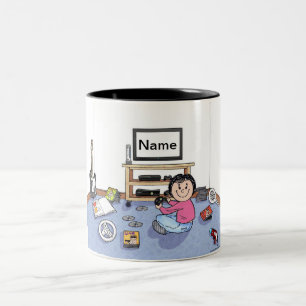Personalized   Video Gamer - Female Cartoon  Two-Tone Coffee Mug
