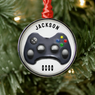 personalized video gamer metal ornament