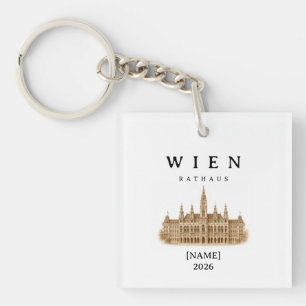 Personalized Vienna City Hall   Name & Year Keychain