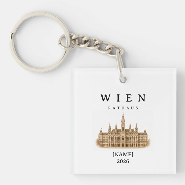 Personalized Vienna City Hall | Name & Year Keychain (Front)