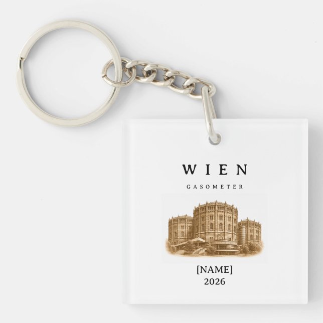 Personalized Vienna Gasometer | Name & Year Keychain (Front)