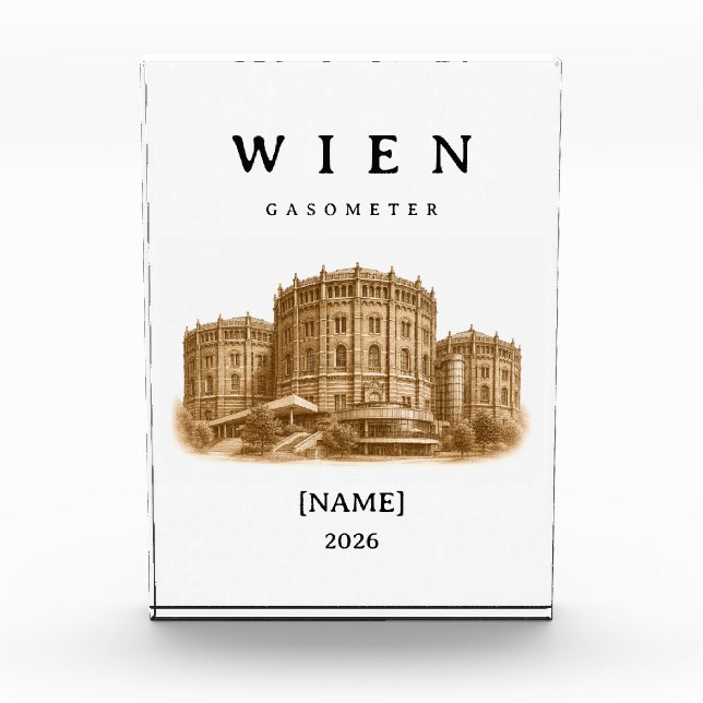 Personalized Vienna Gasometer | Name & Year Photo Block (Front)