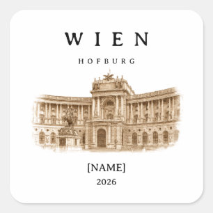 Personalized Vienna Hofburg Name & Year Square Sticker
