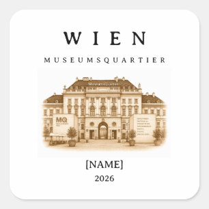 Personalized Vienna MuseumsQuartier   Name & Year Square Sticker