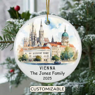 Personalized Vienna Ornament, Austria Ceramic Ornament