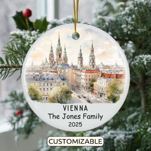 Personalized Vienna Ornament, Austria Ceramic Ornament