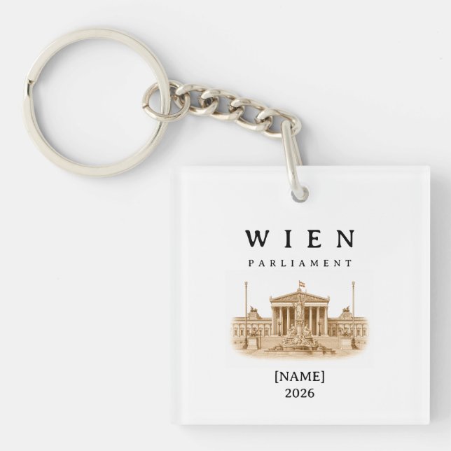 Personalized Vienna Parliament | Name & Year Keychain (Front)