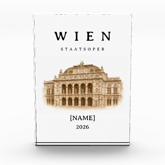 Personalized Vienna State Opera | Name & Year Photo Block (Front)