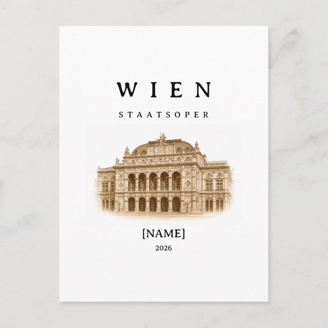 Personalized Vienna State Opera | Name & Year Postcard (Front)
