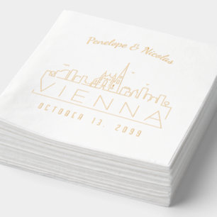 Personalized Vienna Wedding Napkins Gold Foil