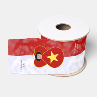 Personalized Vietnamese Angel Flag Red White Grosgrain Ribbon