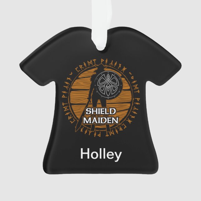 Personalized Viking Shield Maiden With Runes Ornament (Front)