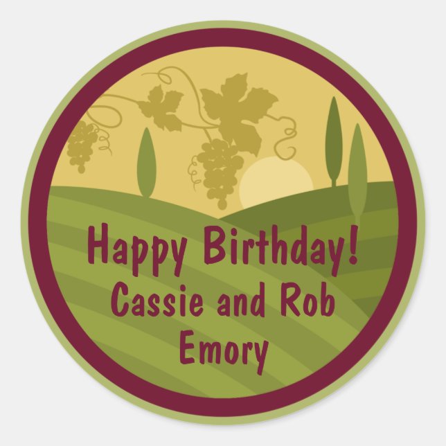 Personalized Vineyard Birthday Wine Label (Front)