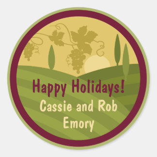 Personalized Vineyard Holiday Wine Label