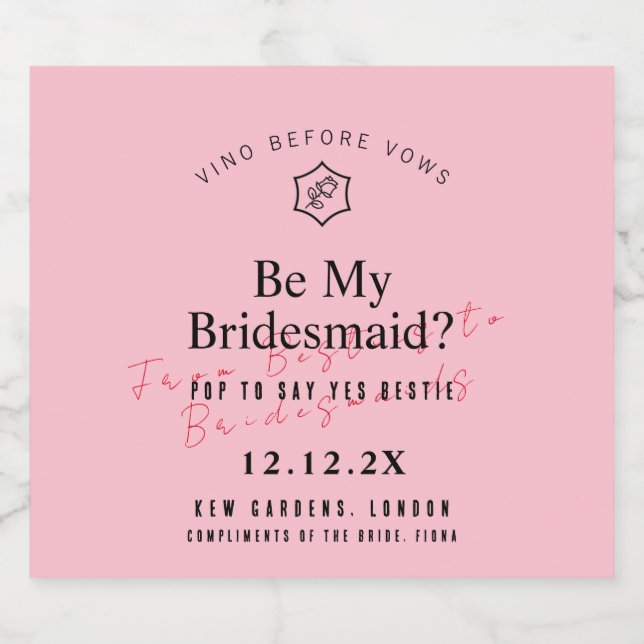 Personalized Vino Before Vows Rose Inspired Sparkling Wine Label (Single Label)