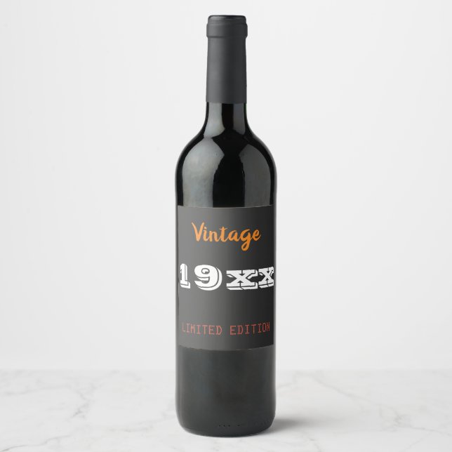 Personalized Vintage 19XX Limited Edition Birthday Wine Label (Front)