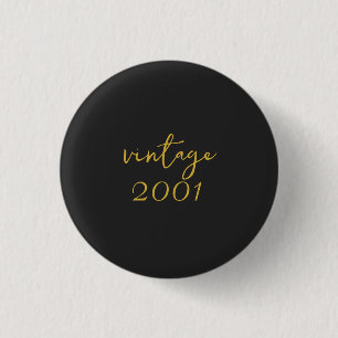 Personalized Vintage 2001 T-Shirt 1 Inch Round Button