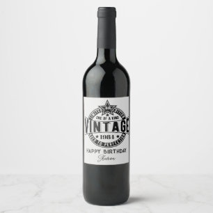 Personalized Vintage 30th 40th 90th 60th Birthday Wine Label