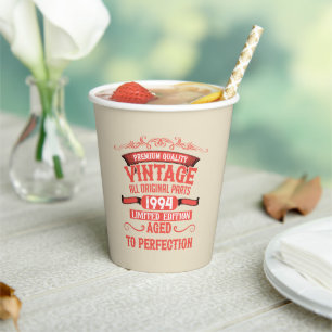 Personalized vintage 30th birthday gift red paper cups