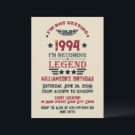 Personalized vintage 30th birthday gifts red invitation<br><div class="desc">You can add some originality with this limited edition, premium quality, and original, classy, retro, and vintage-looking birthday graphic design with a cool typography font. This is a great gift idea for men, women, husbands, wives, girlfriends, and boyfriends who will love this one-of-a-kind piece of art—a unique and funny holiday...</div>