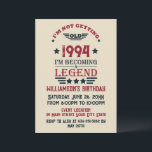 Personalized vintage 30th birthday gifts red invitation<br><div class="desc">You can add some originality with this limited edition, premium quality, and original, classy, retro, and vintage-looking birthday graphic design with a cool typography font. This is a great gift idea for men, women, husbands, wives, girlfriends, and boyfriends who will love this one-of-a-kind piece of art—a unique and funny holiday...</div>