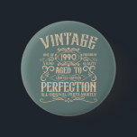 Personalized vintage 35th birthday party 2 inch round button<br><div class="desc">Add some originality to your wardrobe with this vintage birthday graphic design featuring awesome typography font lettering. It's a great gift idea for men,  women,  husbands,  wives,  girlfriends,  and boyfriends who will love this unique artwork. It makes an amazing and fun holiday present for your birthday party.</div>