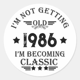 Personalized vintage 35th birthday party classic round sticker