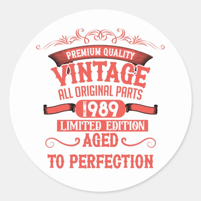 Personalized vintage 35th birthday party classic round sticker (Front)