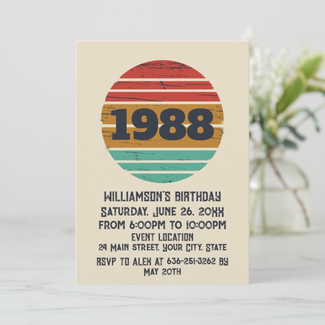 Personalized vintage 35th birthday party invitation (Standing Front)