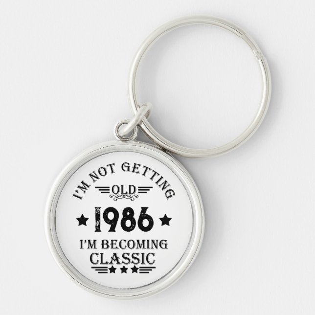 Personalized vintage 35th birthday party keychain (Front)