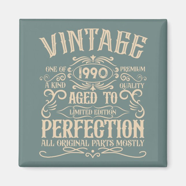 Personalized vintage 35th birthday party magnet (Front)