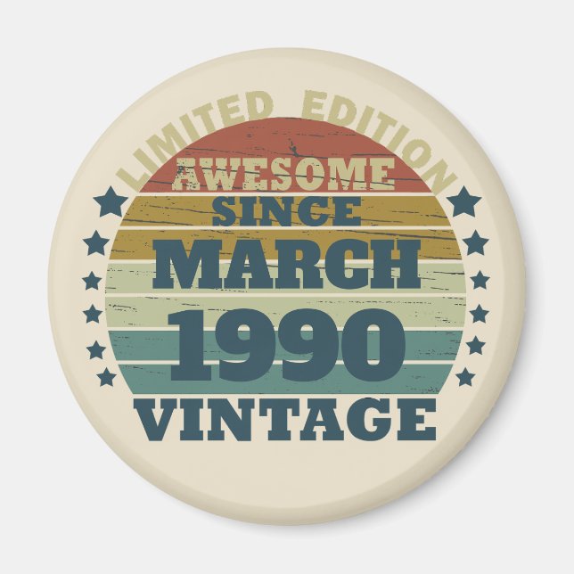 Personalized vintage 35th birthday party magnet (Front)