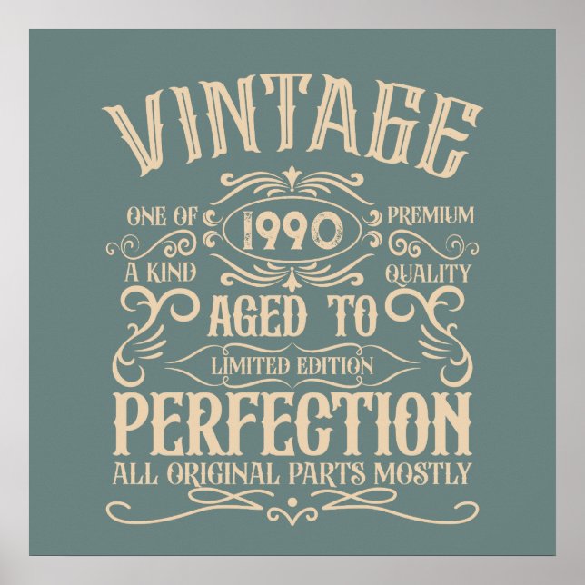 Personalized vintage 35th birthday party poster (Front)