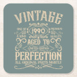 Personalized vintage 35th birthday party square paper coaster<br><div class="desc">Add some originality to your wardrobe with this vintage birthday graphic design featuring awesome typography font lettering. It's a great gift idea for men,  women,  husbands,  wives,  girlfriends,  and boyfriends who will love this unique artwork. It makes an amazing and fun holiday present for your birthday party.</div>