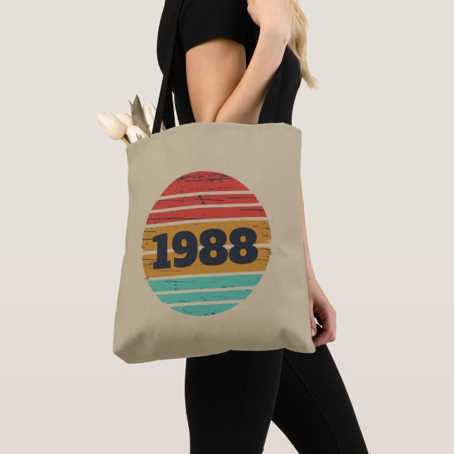 Personalized vintage 35th birthday party tote bag (Close Up)
