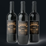 Personalized vintage 35th birthday party wine label<br><div class="desc">Make your birthday special with this unique design. Add a touch of sophisticated elegance to your birthday celebration with our exquisite, one-of-a-kind designs. These graphics bring sophistication and originality to any product, creating a memorable and stylish gift. They are perfect for those who appreciate a touch of timeless glamour on...</div>