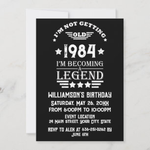 Personalized vintage 40th birthday cocktail party invitation