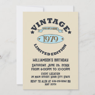 Personalized vintage 45th birthday cocktail party invitation