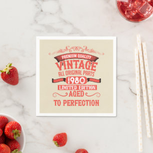 Personalized vintage 45th birthday gifts red napkin