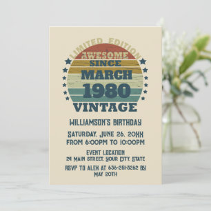 Personalized vintage 45th birthday party invitation
