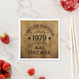 Personalized vintage 45th birthday party napkin