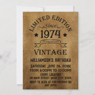 Personalized vintage 50th birthday gifts invitation