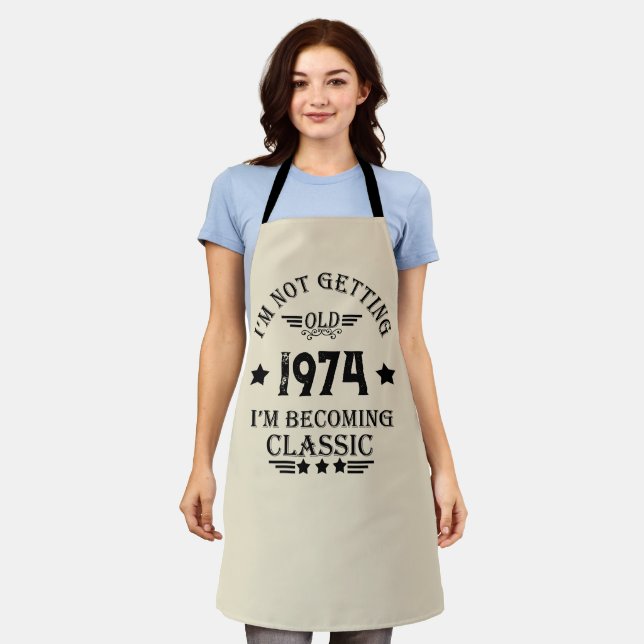 Personalized vintage 50th birthday party apron (Worn)
