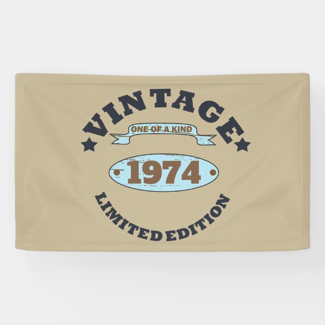 Personalized vintage 50th birthday party banner (Horizontal)