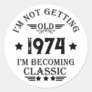 Personalized vintage 50th birthday party classic round sticker