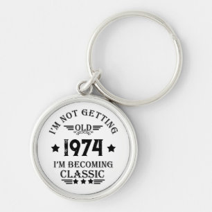 Personalized vintage 50th birthday party keychain